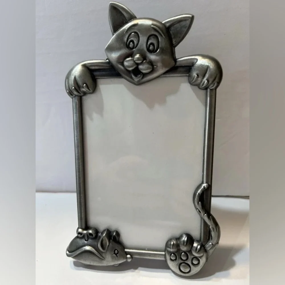 🆕Vintage Fetco And Connoisseur Pewter Cat Picture Frames